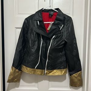 NWT Hot Topic Black Widow Faux Leather Moto Jacket Size M